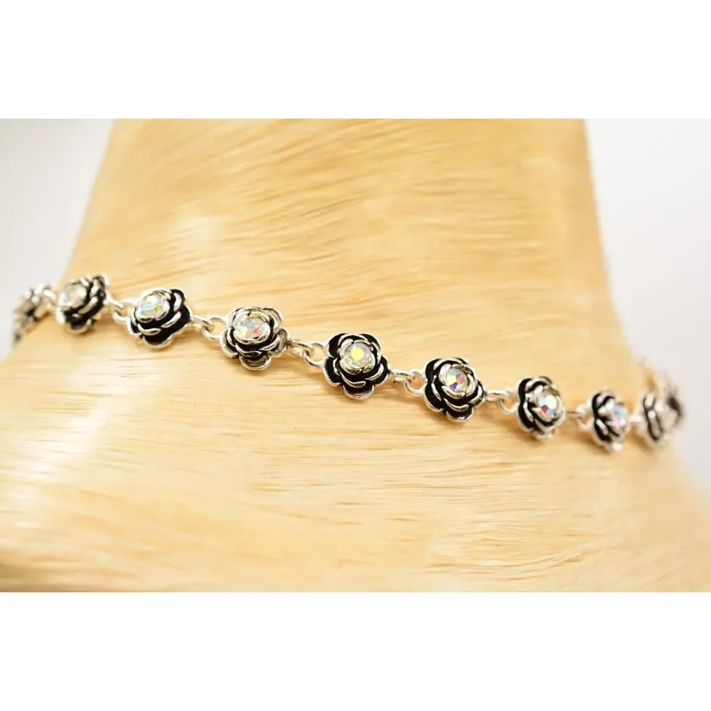 Premier Designs Vintage Choker Necklace Aurora Borealis Rhinestone Crystal 9J